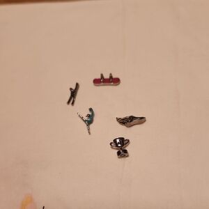 Origami Owl Silver Gymnastics and Sports Charms with Pink and Teal Accents